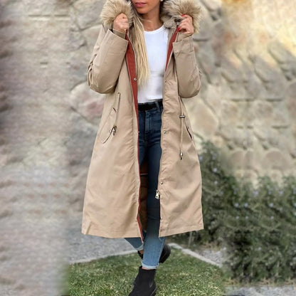 🎁Vinterfrakk med hette og pelskrage, casual parka for kvinner【Gratis levering】