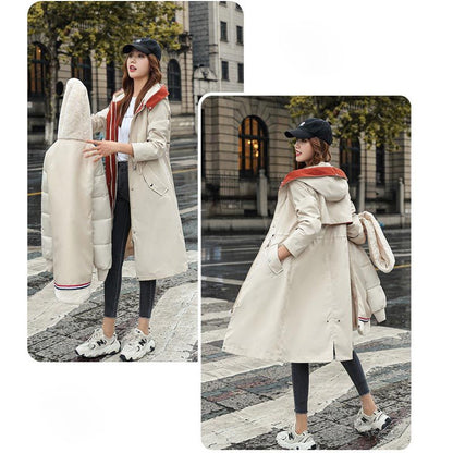 🎁Vinterfrakk med hette og pelskrage, casual parka for kvinner【Gratis levering】
