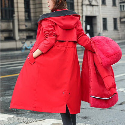 🎁Vinterfrakk med hette og pelskrage, casual parka for kvinner【Gratis levering】