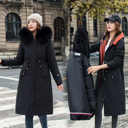 🎁Vinterfrakk med hette og pelskrage, casual parka for kvinner【Gratis levering】