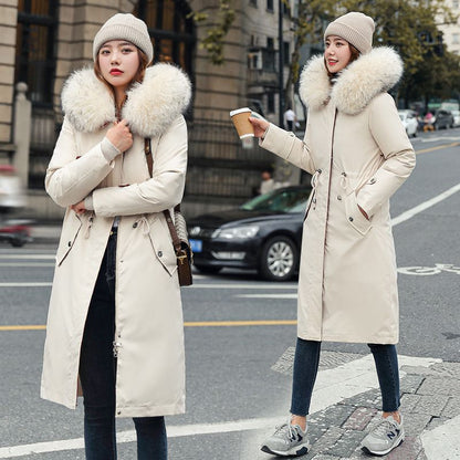 🎁Vinterfrakk med hette og pelskrage, casual parka for kvinner【Gratis levering】