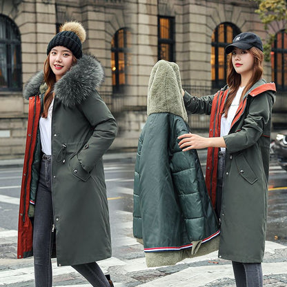 🎁Vinterfrakk med hette og pelskrage, casual parka for kvinner【Gratis levering】