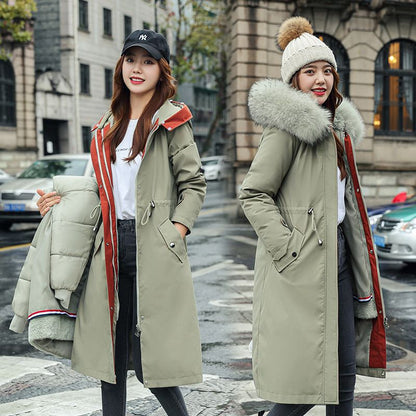 🎁Vinterfrakk med hette og pelskrage, casual parka for kvinner【Gratis levering】