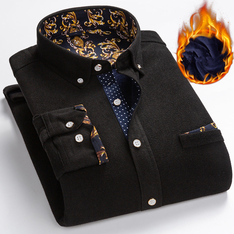 50% RABATT💥Herre høy kvalitet Corduroy varm vinterskjorte tykk fleece