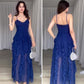 Elegantes Spaghetti-Träger-Rüschen-Maxi-Kleid für Damen mit mehreren Schichten