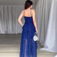 Elegantes Spaghetti-Träger-Rüschen-Maxi-Kleid für Damen mit mehreren Schichten
