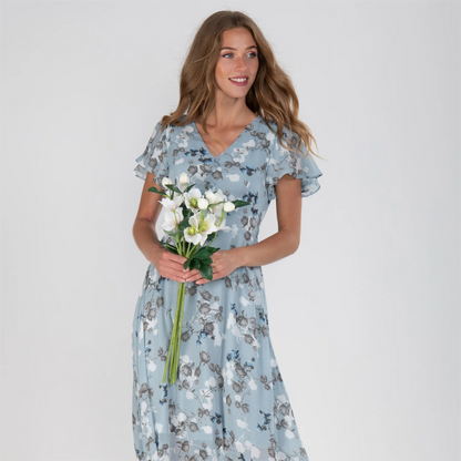 💐SISTE DAGS SALG 50% RABATT💐Kortermet lang kjole med blomstertrykk