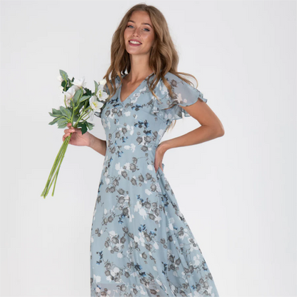💐SISTE DAGS SALG 50% RABATT💐Kortermet lang kjole med blomstertrykk