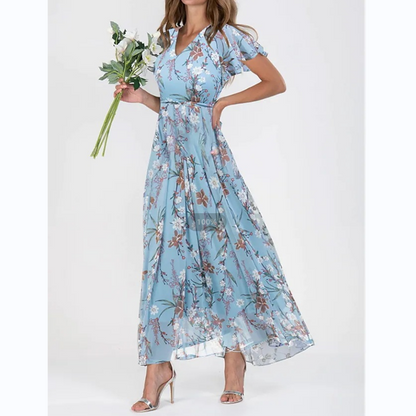 💐SISTE DAGS SALG 50% RABATT💐Kortermet lang kjole med blomstertrykk
