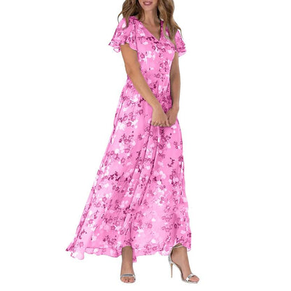 💐SISTE DAGS SALG 50% RABATT💐Kortermet lang kjole med blomstertrykk