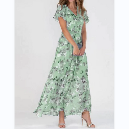 💐SISTE DAGS SALG 50% RABATT💐Kortermet lang kjole med blomstertrykk