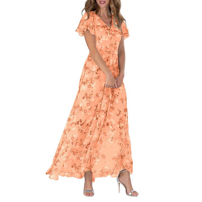 💐SISTE DAGS SALG 50% RABATT💐Kortermet lang kjole med blomstertrykk