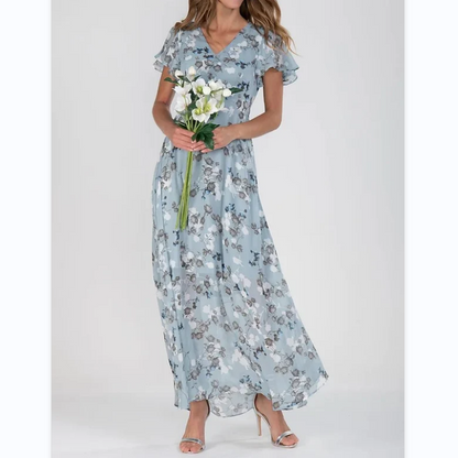 💐SISTE DAGS SALG 50% RABATT💐Kortermet lang kjole med blomstertrykk