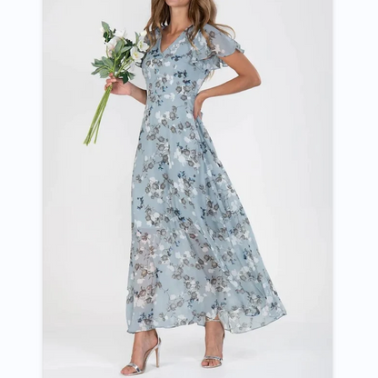 💐SISTE DAGS SALG 50% RABATT💐Kortermet lang kjole med blomstertrykk