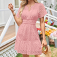 Damen V-Ausschnitt Kurzarm Hollow Out Kleid🌟🌟Neue Produkte🔥🔥🔥