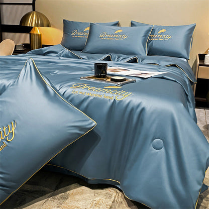 🎁Gjør deg klar for sommeren - ❄️ Vaskbar 、 avkjølende 4-delt seng er-silke linen🛏️
