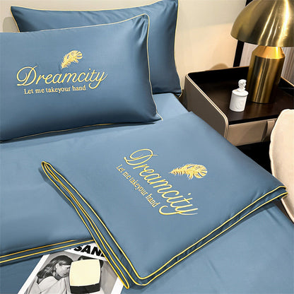 🎁Gjør deg klar for sommeren - ❄️ Vaskbar 、 avkjølende 4-delt seng er-silke linen🛏️