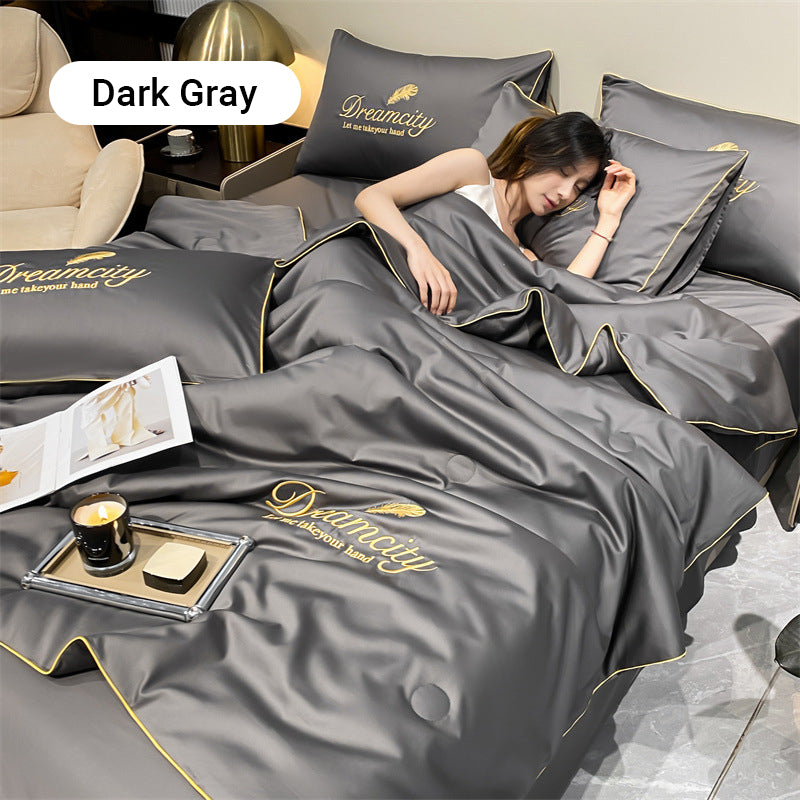 🎁Gjør deg klar for sommeren - ❄️ Vaskbar 、 avkjølende 4-delt seng er-silke linen🛏️