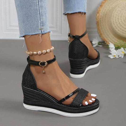 👡Glänzende Plateau-Keilsandalen für Damen👡