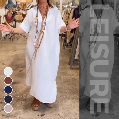 🔥Best Sale🔥Vestido elegante de mujer de algodón y lino 💖 transpirable 💖 suelto