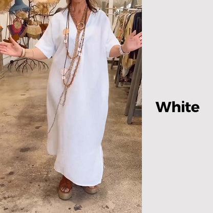 🔥Best Sale🔥Vestido elegante de mujer de algodón y lino 💖 transpirable 💖 suelto