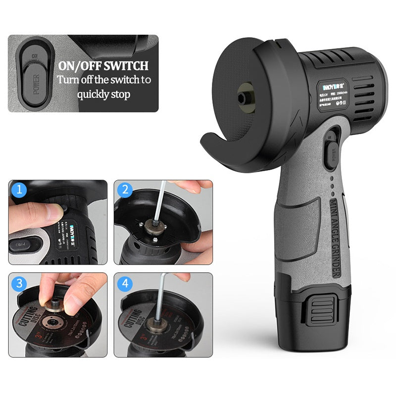 🔥Hot Sale🔥12V Mini Vinkelsliper med Skjæreskive