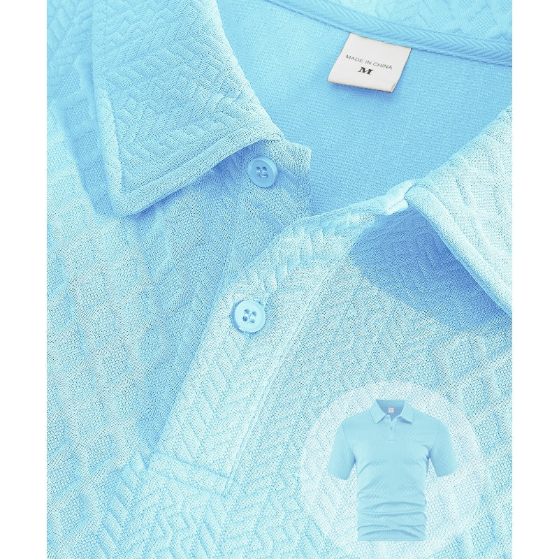 🔥Siste dags salg, 48 % rabatt! To-delt herresett i diamantstrukturert design: kortermet skjorte med krage og shorts med snøring.