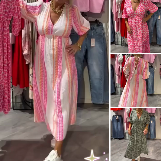 🔥NEW HOT SALE💃Vestido estampado con cuello en V para mujer