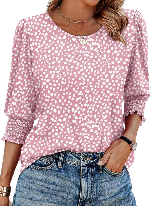 🔥Rea under begränsad tid med 50% rabatt💝✨ Snygg och avslappnad 3/4-ärmad skjorta med veckade manschetter för dam