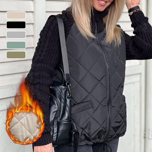 🎁Begränsad tid 70% rabatt🎁 Stickad puffjacka med patchwork-mönster, dam