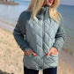 🎁Begränsad tid 70% rabatt🎁 Stickad puffjacka med patchwork-mönster, dam