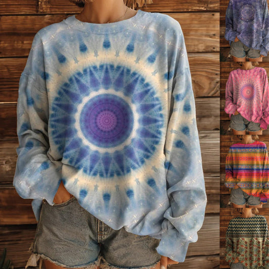 👚Säsongsbutik🍂Lös tie-dye sporttröja för dam