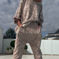 ✨Tidig höstspecial✨Damset med leopardmönstrad topp och byxor i två delar