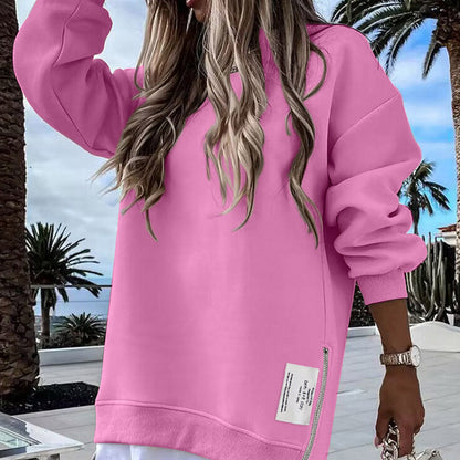 🎀Höstgarderobens Viktigaste Saker🎁Långärmade Sweatshirts Med Dragkedja, Slitsar Och Vardagssweatshirts