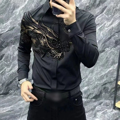 Slim fit stilfull skjorte med trykk for menn【Kjøp to få gratis levering】