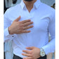 🔥Bästsäljare - Köp 2 Få Fri Frakt🔥 Herrskjorta Slim Fit, Enfärgad