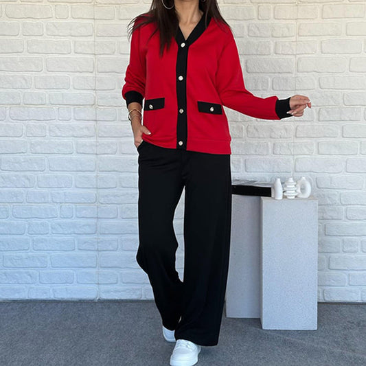 🔥Oferta especial 2025🔥Conjunto casual de dos piezas con bloques de color para mujer