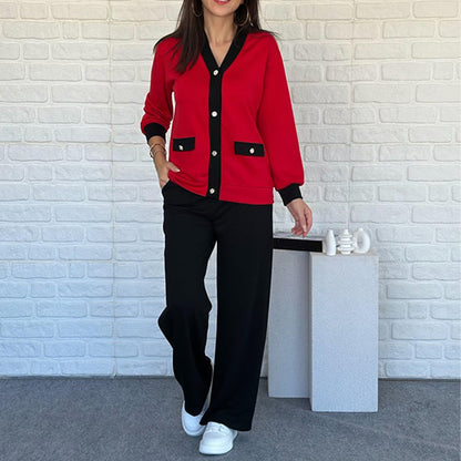 🔥Oferta especial 2025🔥Conjunto casual de dos piezas con bloques de color para mujer