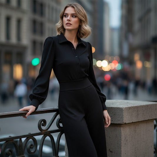 ✨🤩 ¡Novedad! Traje de mujer con blusa con solapa y pantalón ancho: comodidad y estilo para todos los días 👗