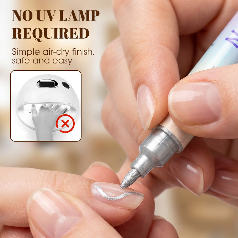💞 50 % RABATT! 🎨Neglelakkpenner med to spisser – Tørker raskt, uten UV-lampe. Fin spiss og penselspiss. 12/24 livlige farger. Enkel DIY hjemme. Ingen flekker, bare kunst! 💅🖌️