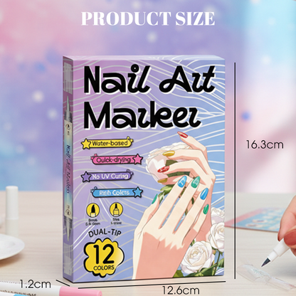 💞 50 % RABATT! 🎨Neglelakkpenner med to spisser – Tørker raskt, uten UV-lampe. Fin spiss og penselspiss. 12/24 livlige farger. Enkel DIY hjemme. Ingen flekker, bare kunst! 💅🖌️