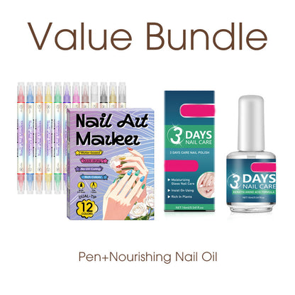 💞 50 % RABATT! 🎨Neglelakkpenner med to spisser – Tørker raskt, uten UV-lampe. Fin spiss og penselspiss. 12/24 livlige farger. Enkel DIY hjemme. Ingen flekker, bare kunst! 💅🖌️