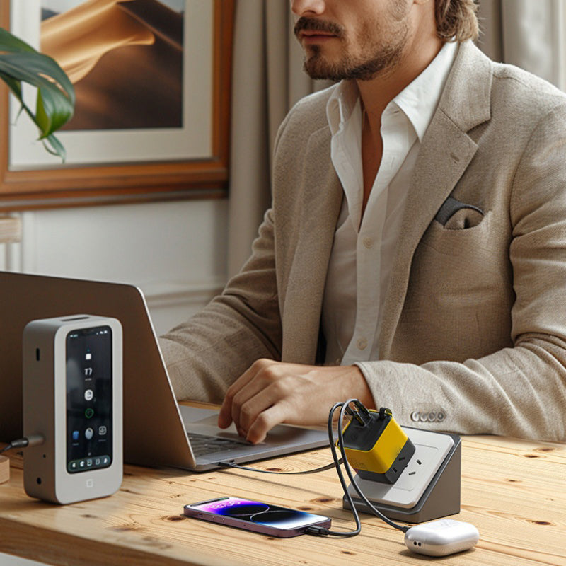 ⏳65W hurtigladende telefonladerblokk med uttrekkbar 80 cm type-C-kabel