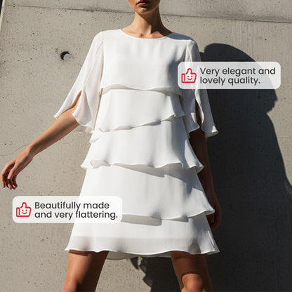 🎁48 % RABATT! Elegant kjole med lagdelte volanger på ermene for kvinner – uanstrengt stil for enhver anledning 💃