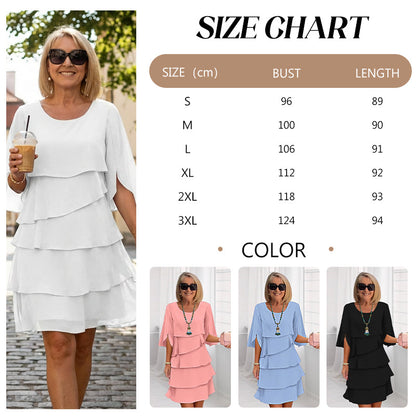 🎁48 % RABATT! Elegant kjole med lagdelte volanger på ermene for kvinner – uanstrengt stil for enhver anledning 💃