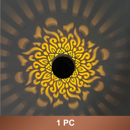 🌞50 % RABATT NÅ! 🌀 Solcelledrevet mandala-lys – Fantastisk mønsterprojeksjon, 2-i-1 gulv- og veggdesign og IP65 vanntett automatisk av/på 🌿