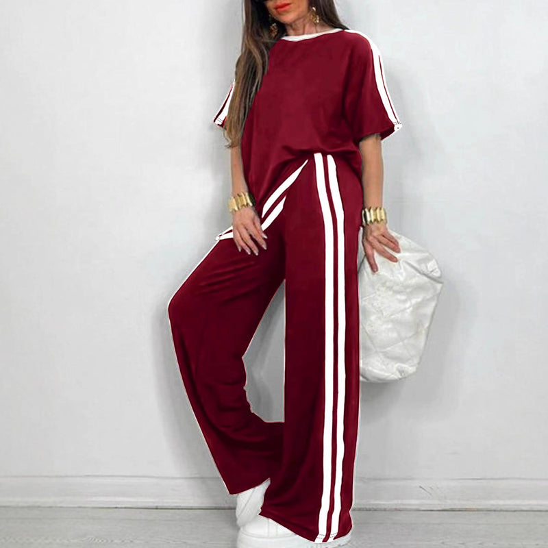 ⏳Begrenset tidsbegrenset 50 % rabatt⏰Sett med stripete topper og vide bukser til dame👚👖