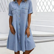 🔥 Tidsbegrenset salg – opptil 50% rabatt! 🔥 👗 Dame Casual Denimskjortekjole ✨