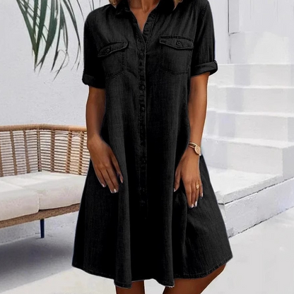 🔥 Tidsbegrenset salg – opptil 50% rabatt! 🔥 👗 Dame Casual Denimskjortekjole ✨
