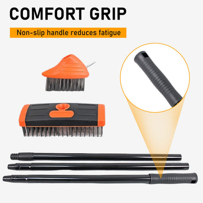 🌿 50 % RABATT NÅ! 🧹 3-i-1-verktøysett for ugressbørster – slitesterke stålbørster, ergonomisk håndtak og perfekt for terrasser, innkjørsler og hagestier 🏡